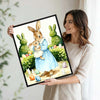 Watercolor Mother Baby Bunny Easter Garden Canvas Wall Art