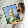 Golden Bunny Easter Egg Bluebell Flowers Butterflies Canvas Wall Art
