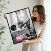 Black Woman Luxury Paris Bathroom Wall Art, Believe In Yourself Afro Lady Eiffel Tower Pink Accent Canvas Decor