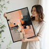 2 Piece Blush Pink Grey Black Textured Abstract Canvas Prints Warm Tone Impasto Oil Painting Style Neutral Wall Art