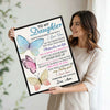 To My Daughter Canvas Print from Mom, Watercolor Butterfly Inspirational Letter Wall Art Gift