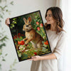 Vintage Brown Bunny Red Tulip Wildflower Garden Canvas Wall Art