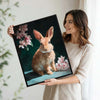 Bunny Pink Floral Dark Canvas Wall Print