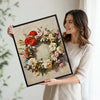 Vintage Red Carnation White Rose Flower Wreath Canvas Wall Art