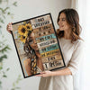 Inspirational I Am The Storm Canvas Print, Black Woman Sunflower Crown Motivational Quote Wall Art