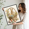 Watercolor Bunny Easter Basket Floral Canvas Wall Art