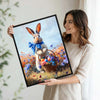 Blue Bow Bunny Easter Canvas Wall Art