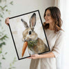 Vintage Bunny Eating Carrot Neutral Canvas Wall Art