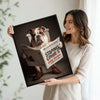 Whimsical Bulldog Poster, Bulldog Sitting On Toilet With Dress Shoes Reading Newspaper, Humorous Bathroom Wall Print for Dog Lovers