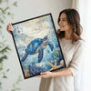 Blue Sea Turtle Antique Nautical Map Ocean Wall Art