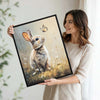Bunny and Butterfly Meadow Canvas Print, Spring Farmhouse Wall Art