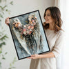 Romantic Flower Angel Wings Wall Print, Antique Floral Angel Wing Canvas for Living Room Bedroom Farmhouse Decor