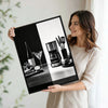 Black & White Split Kitchen Still Life Framed Wall Art Print