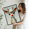 Cute Baby Red‑Nosed Reindeer Framed Wall Art Christmas Oil Painting Print