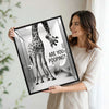 Black White Giraffe Are You Pooping Funny Quote Canvas Wall Art Humorous Animal Bathroom Wall Decor