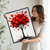 Valentine Red Heart Tree Canvas Wall Art, Ink Style Love Heart Tree Framed Canvas Print, Romantic Modern Bedroom Couple Wall Decor