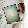 2 Piece Neutral Emerald Green Blended Abstract Canvas Prints Distressed Texture Japandi Minimalist Contemporary Wall Art