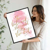 She Believed She Could So She Did Framed Motivational Wall Art Pink Watercolor Quote Print