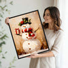 Vintage Snowman Gift Box Framed Wall Art Oil Painting Christmas Winter Print