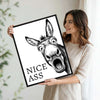 Funny Donkey Nice Ass Canvas Wall Art Humorous Farmhouse Bathroom Decor
