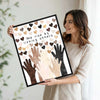 Inspirational Equality Wall Decor, Multi Skin Tone Raised Hands & Neutral Hearts With Quote We Rise By Lifting Others, Unity Diversity Kindness Vertical Canvas Artwork For Classroom Office Home