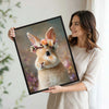 Flower Crown Rabbit Vertical Canvas Wall Art
