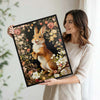Retro Spring Floral Bunny Canvas Poster, Whimsical Woodland Animal Art Print for Living Room Kids Room Wall Decoration