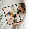 Set of 2 Neutral Pastel Textured Abstract Canvas Wall Art Organic Modern Decor