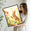 Happy Easter Rabbit Floral Cross Canvas Print