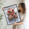 Santa Sleigh & Reindeer Framed Wall Art Vintage Oil Painting Christmas Print