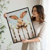Peeking Bunny White Fence Wildflower Canvas Wall Art