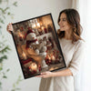Snowman Reading Newspaper On Toilet Cozy Christmas Framed Wall Art