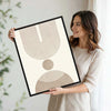 Set of 3 Neutral Boho Arch Geometric Canvas Prints, Mid Century Vertical Wall Art