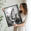 Funny Giraffe On Toilet Reading Newspaper Canvas Wall Art Cute Bathroom Decor