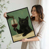 Black Cat Red Wine Glass Canvas Wall Art