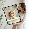 Pastel Little Angel Girl Canvas Print, Pink Wings Hearts Shabby Chic Nursery Wall Art