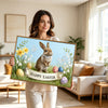 Easter Bunny Spring Floral Canvas Wall Art