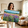 Vibrant Purple Wildflower Meadow Canvas Wall Art Impressionist Country Home Decor