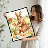 Mother Baby Bunny Painting Easter Eggs Country Watercolor Canvas Wall Art