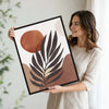 Set of 2 Terracotta Palm Leaf Boho Botanical Neutral Canvas Wall Art