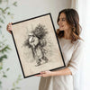 Vintage Sketch Santa Framed Wall Art Antique Drawing Farmhouse Christmas Print
