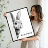 Funny Rabbit Bathroom Canvas Wall Art, Are You Pooping Peeking Bunny Print, Black White Sketch Cute Bunny Restroom Decor, Humorous Farmhouse Bathroom Sign