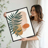 Set of 2 Palm Leaf Boho Botanical Canvas Wall Art Neutral Terracotta Decor