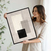 Wabi Sabi Set of 2 Neutral Geometric Abstract Canvas Wall Art Black Beige Wall Decor