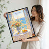 Mediterranean Ocean Window Still Life Canvas Wall Art Floral Quote Summer Home Decor