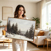 Vintage Snowy Pine Forest Winter Framed Wall Art Print