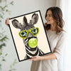 Funny Animal Canvas Wall Art, Hipster Zebra Blowing Bubblegum Wearing Sunglasses Trendy Poster