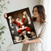 Funny Santa On Toilet With Toilet Paper Framed Wall Art Christmas Decoration