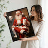 Humorous Santa Bathroom Framed Canvas Wall Art, Funny Christmas Decor