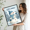 Let It Snow Snowman Framed Wall Art Cute Christmas Winter Farmhouse Print